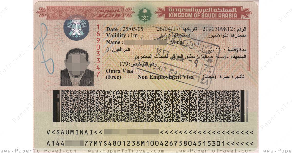 Visa Saudi Arabia Umrah Malaysia International Passport — Series Iv — Non Icao