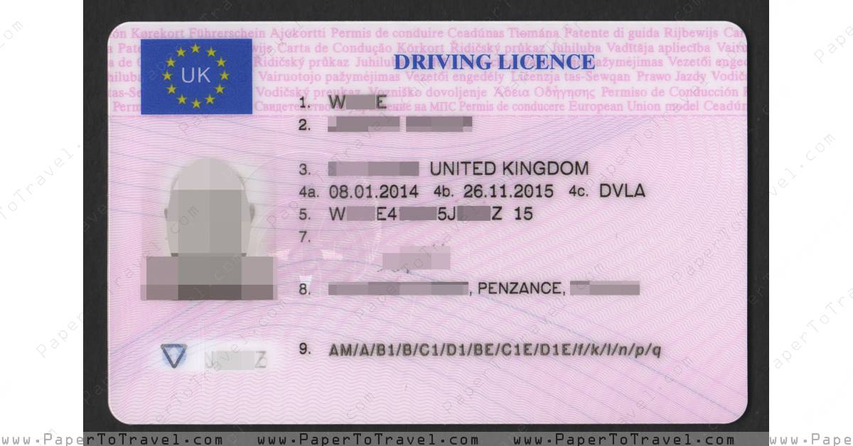 « Driving License (Front Side) » United Kingdom : EU Driving License ...