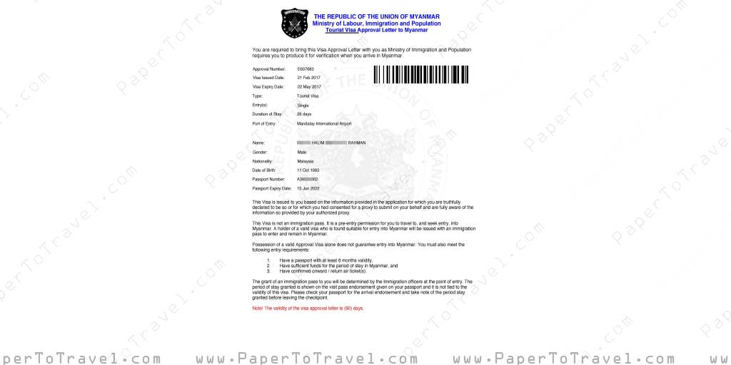 myanmar tourist visa form pdf