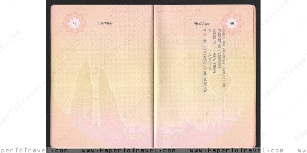 Page 48 And Page 49 Malaysia International Passport — Model J 2016 — 2022 Icao Biometric 6490