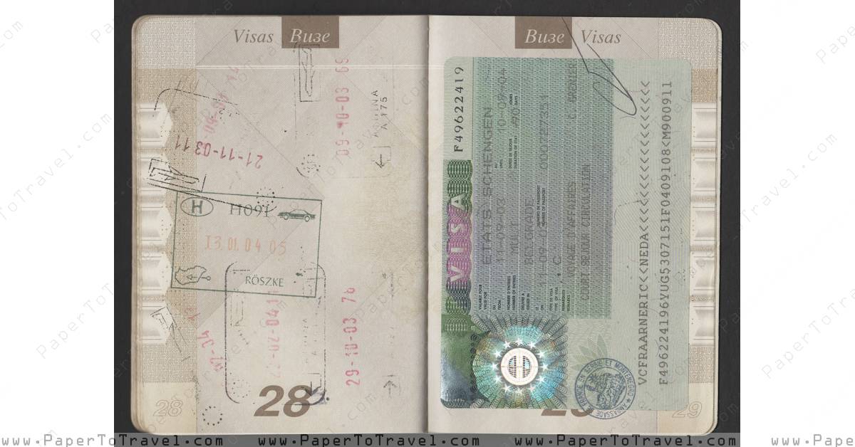 Page 28 And Page 29 Federal Republic Of Yugoslavia Passport 1998 — 2008 1758