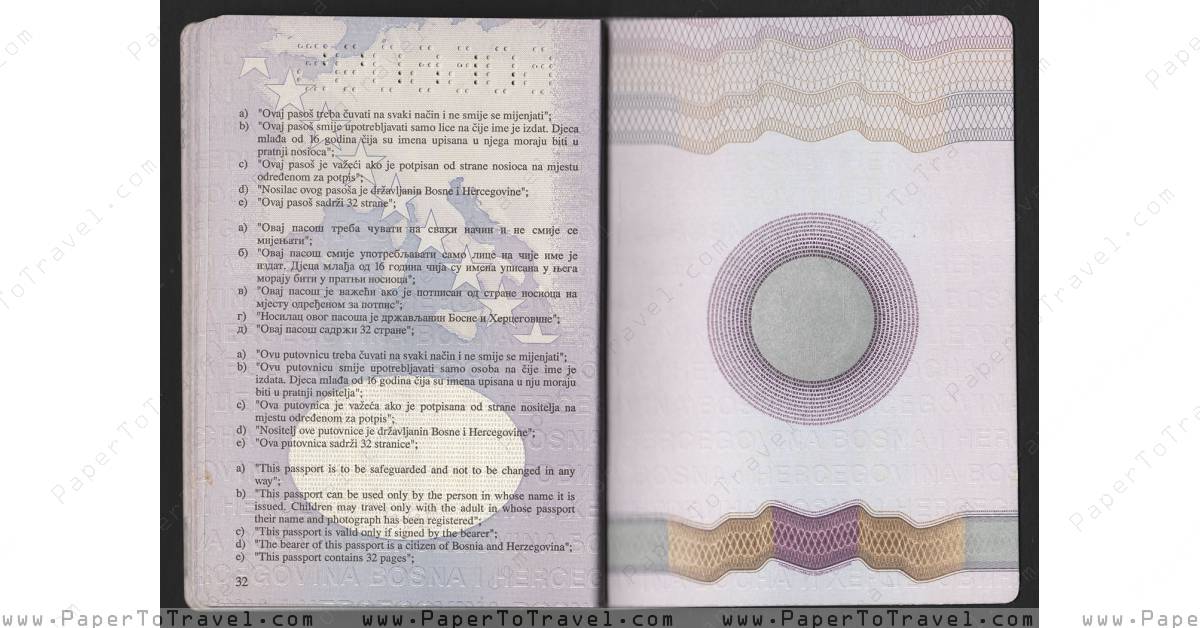 Page 32 Back Cover Interior Bosnia And Herzegovina International Passport Series V 2008 2010