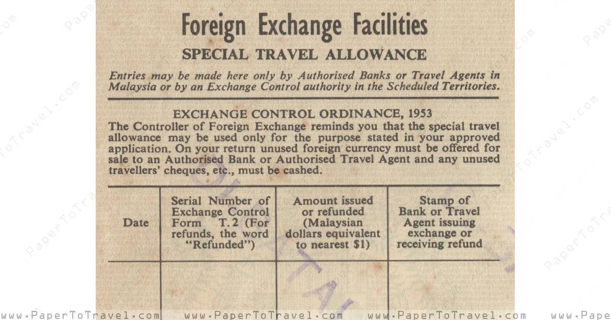 foreign travel allowance 1960s