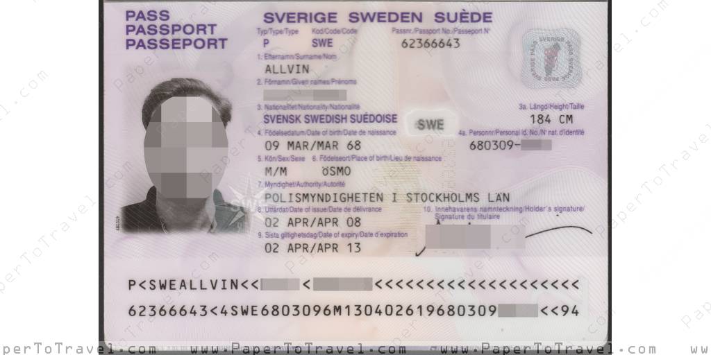 « Datapage » Kingdom of Sweden : Biometric Passport — Issue 1 (2008 — 2013)