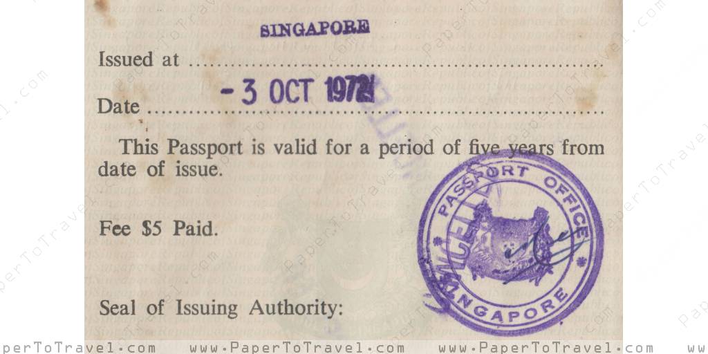 Issuing Authority Singapore Restricted Passport — For Travel Between Singapore And West 1459