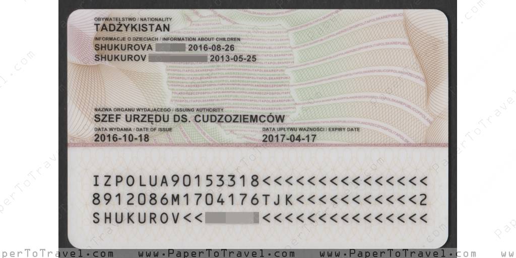 « Reverse » Poland : Temporary Residence Card for Refugee (2016 — 2017)