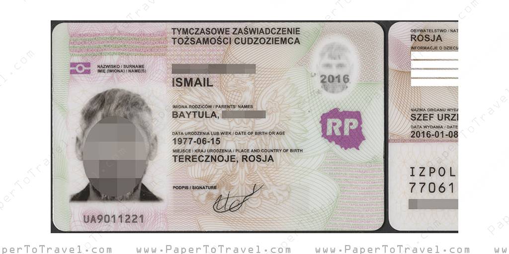 Poland : Temporary Residence Card for Refugee (2017)