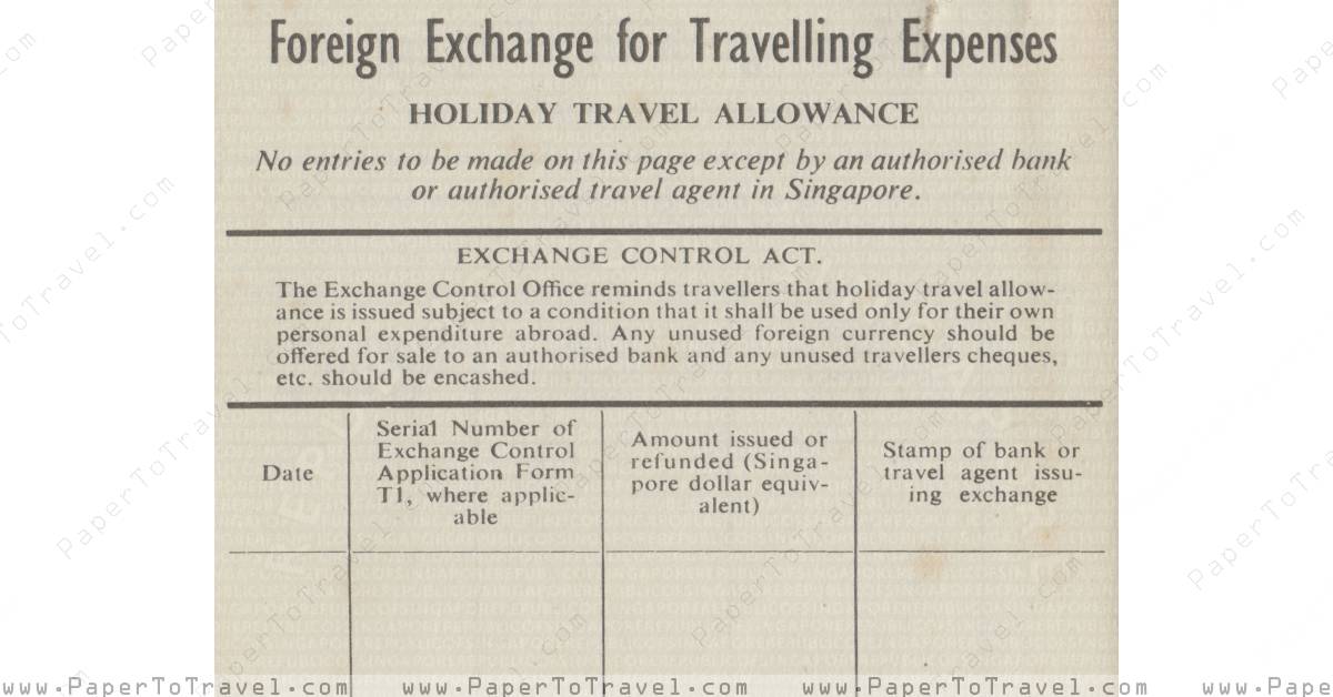 foreign travel allowance 1960s