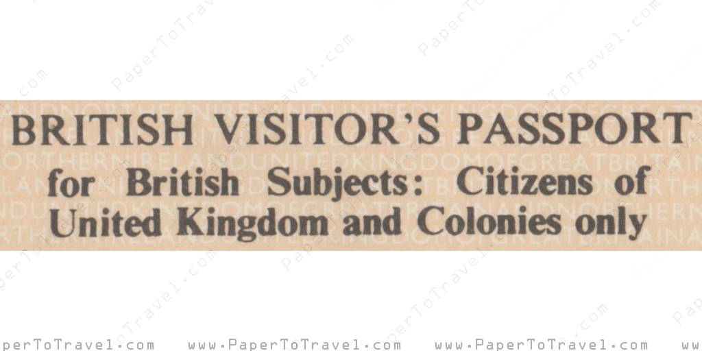 Nationality United Kingdom British Visitor S Passport 1982