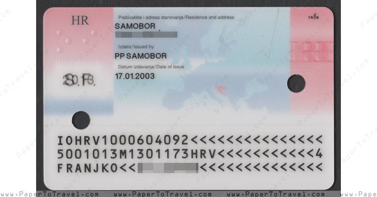 « ID Card (REVERSE) » Republic of Croatia : Identity Card (2003 — 2013 ...