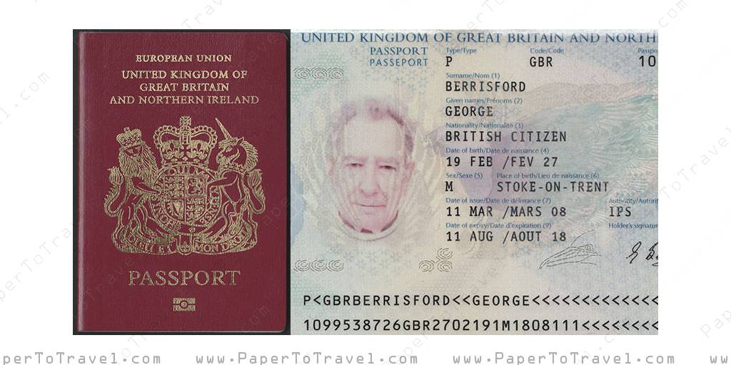 United Kingdom Of Great Britain And Northern Ireland British Passport — Biometric 2008 — 2018 7994