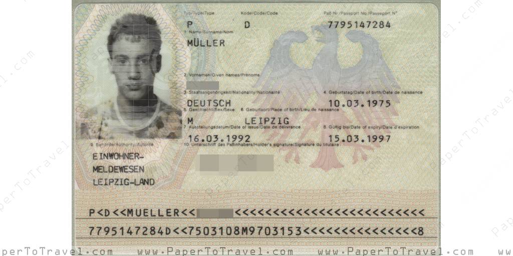 Datapage Federal Republic Of Germany Passport — European Community 1992 — 1997 6673