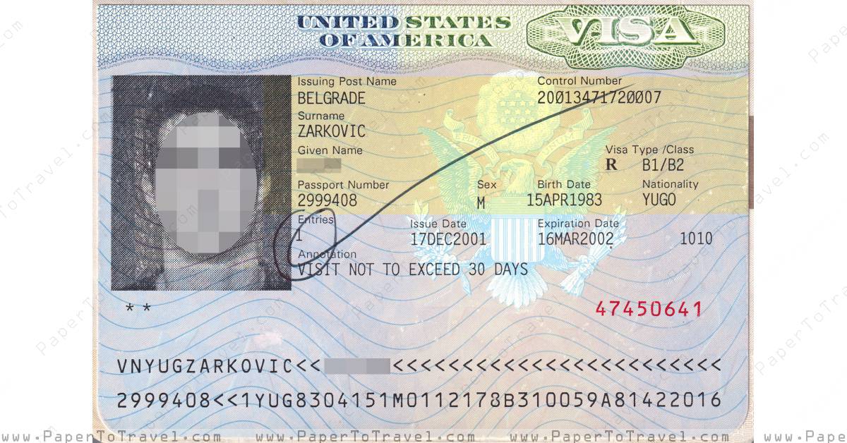 « Visa for USA (2001) » Federal Republic of Yugoslavia : Passport (2001 ...