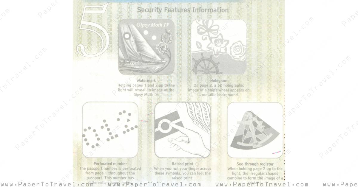 Security Features Information United Kingdom National Passport — Series 24 2019 — 2024 4573