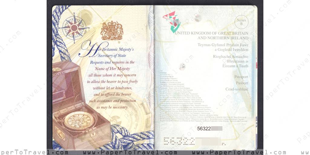 « Front Cover (Interior) & Datapage (Back Side) » United Kingdom ...